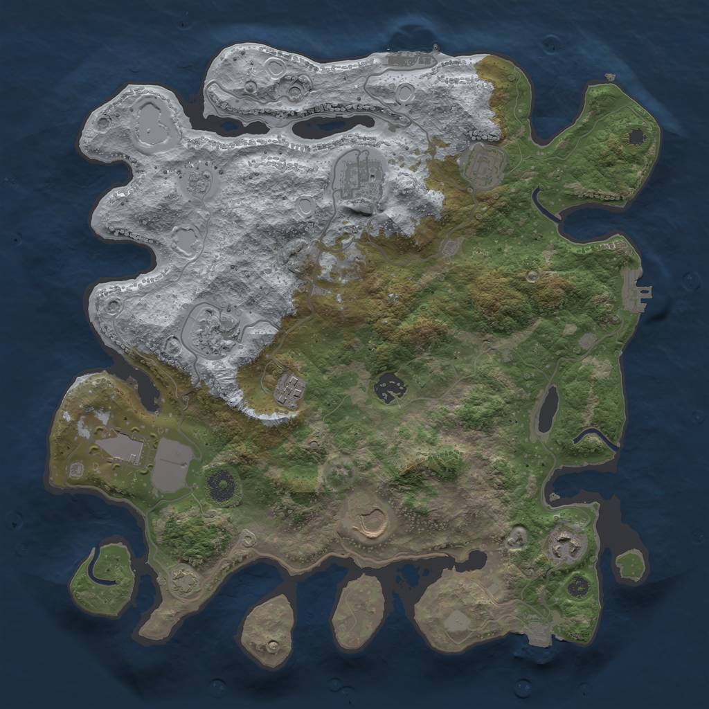 Rust Map: Procedural Map, Size: 3600, Seed: 9072023, 16 Monuments