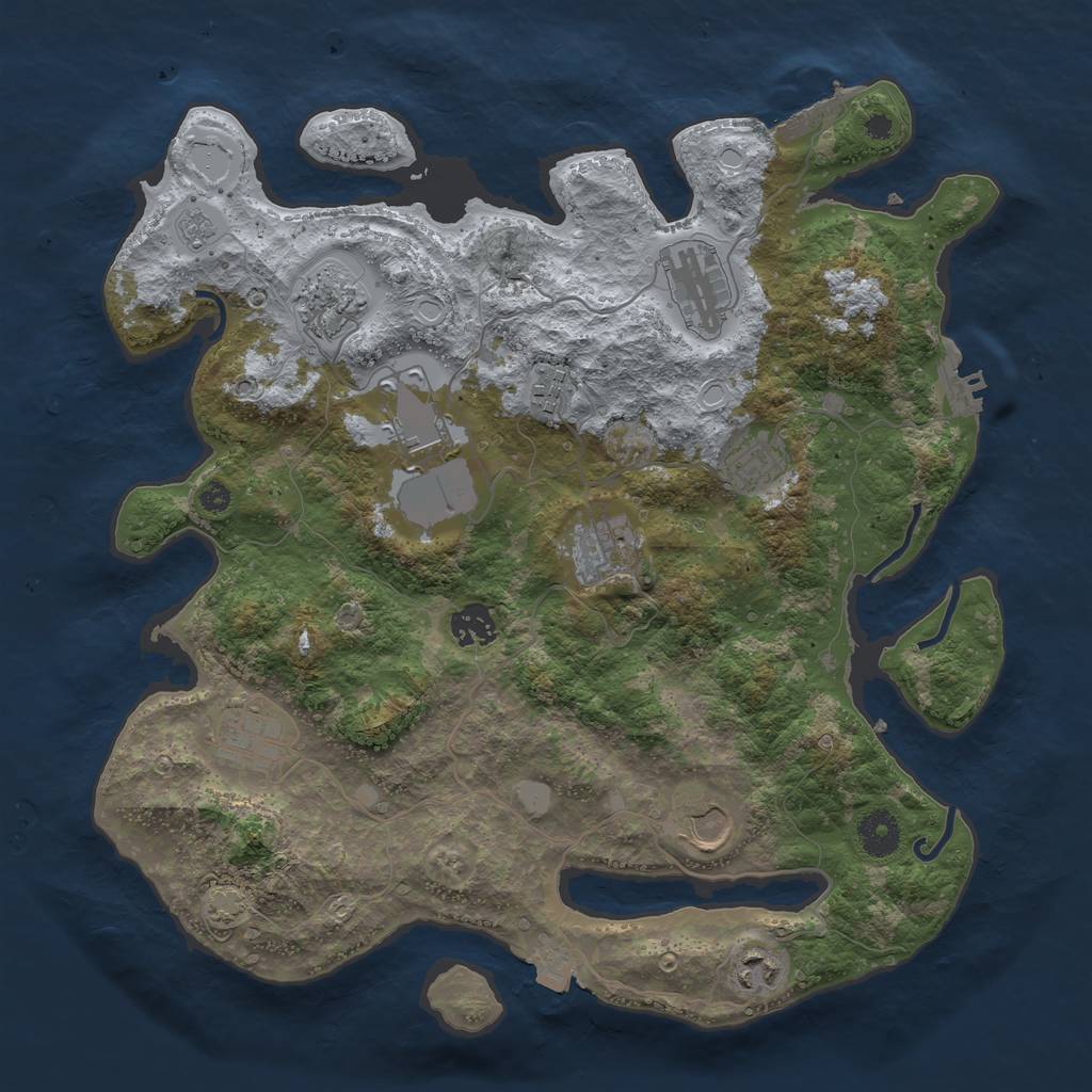 Rust Map: Procedural Map, Size: 3700, Seed: 1803736036, 17 Monuments