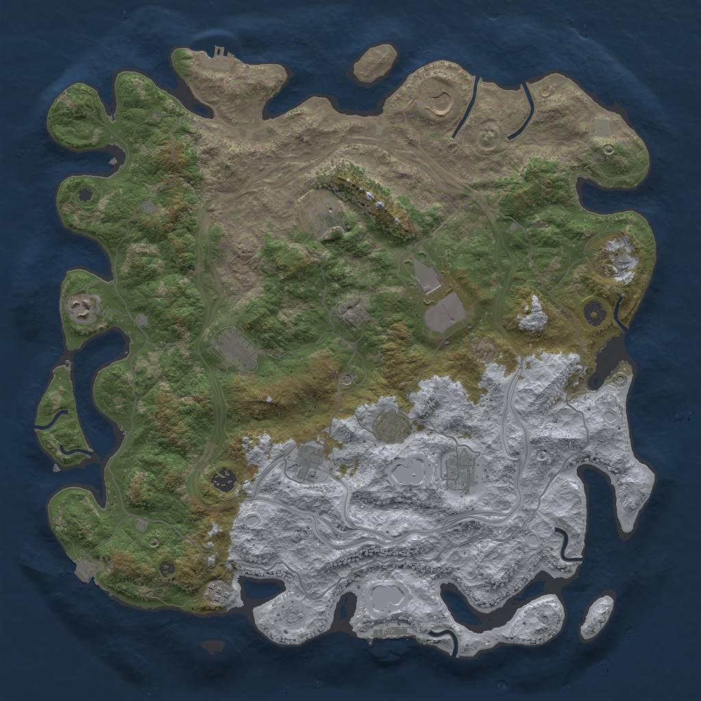 Rust Map: Procedural Map, Size: 4500, Seed: 538320356, 19 Monuments
