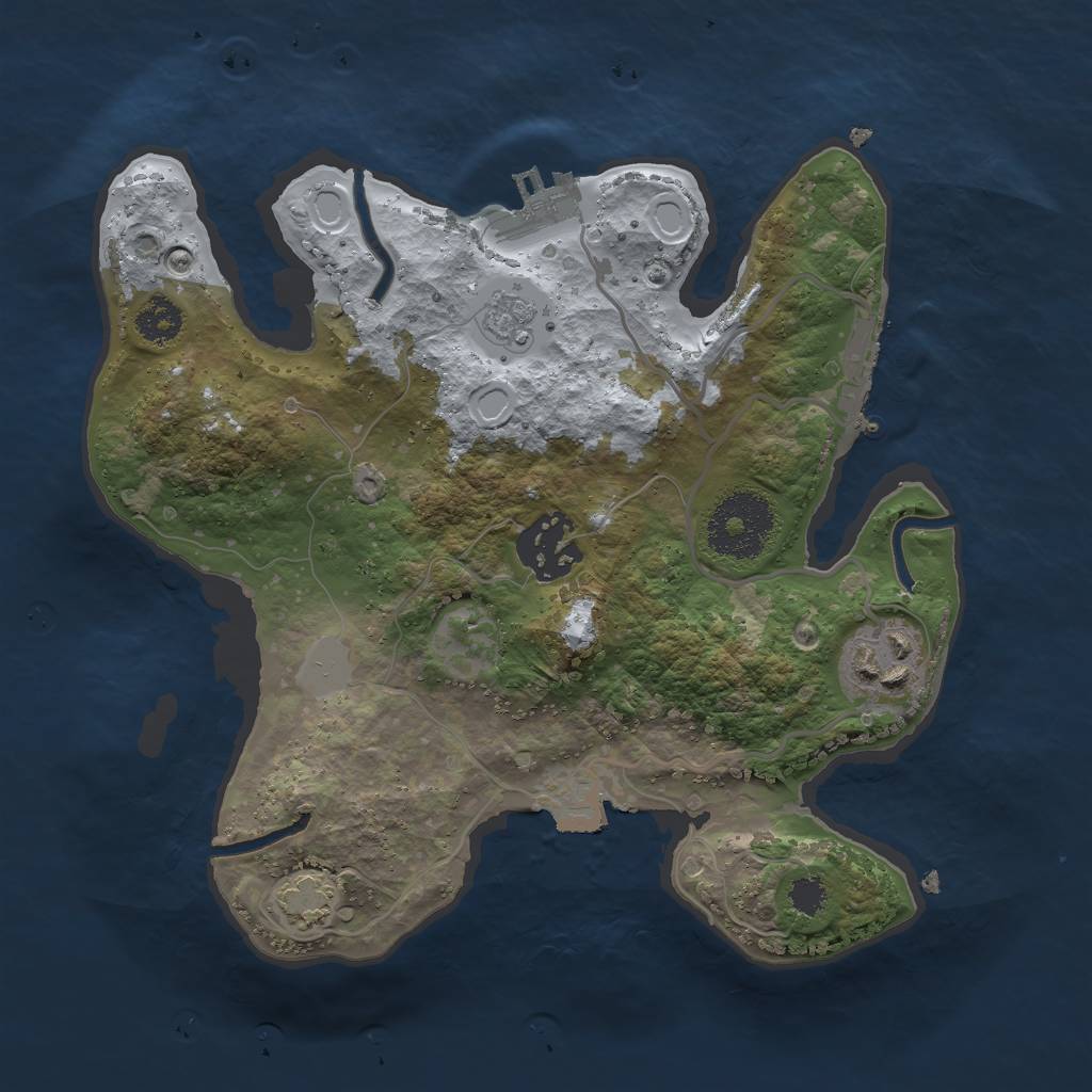 Rust Map: Procedural Map, Size: 2500, Seed: 585249678, 9 Monuments