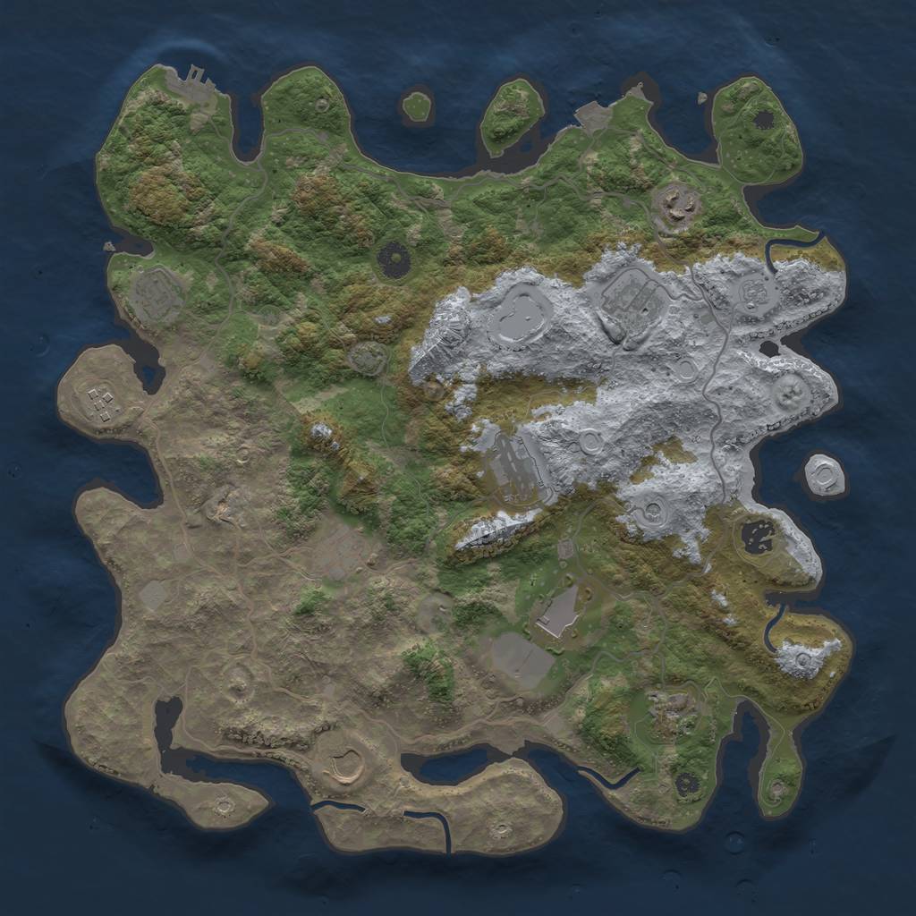 Rust Map: Procedural Map, Size: 4000, Seed: 1493328903, 17 Monuments