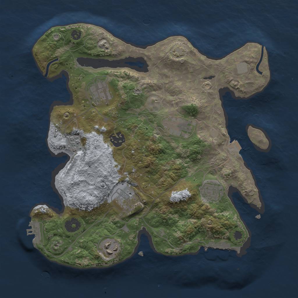 Rust Map: Procedural Map, Size: 3000, Seed: 41122, 13 Monuments