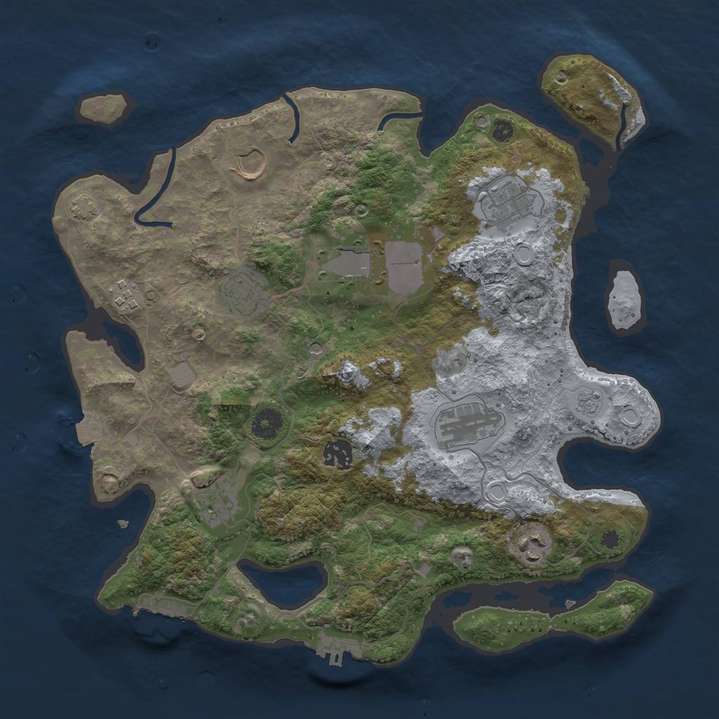 Rust Map: Procedural Map, Size: 3500, Seed: 751701613, 17 Monuments