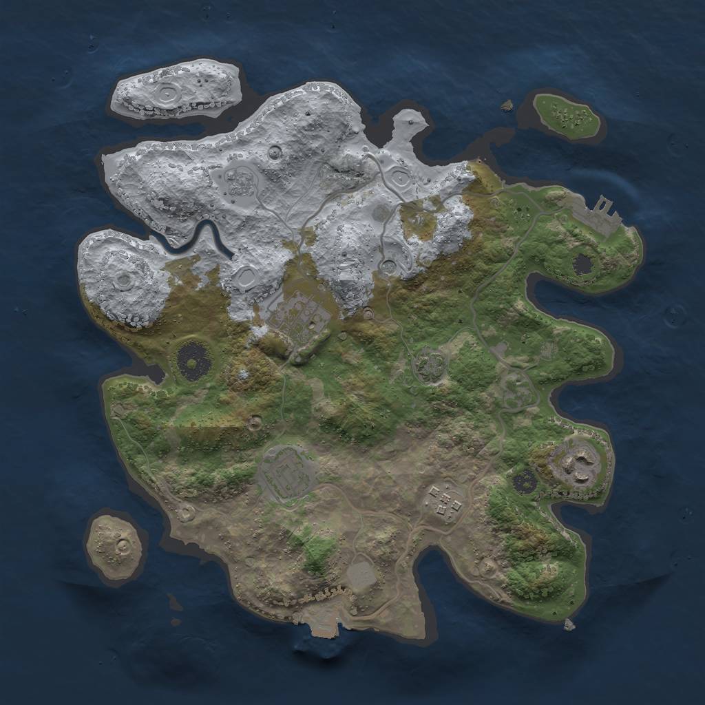 Rust Map: Procedural Map, Size: 3000, Seed: 2119, 11 Monuments