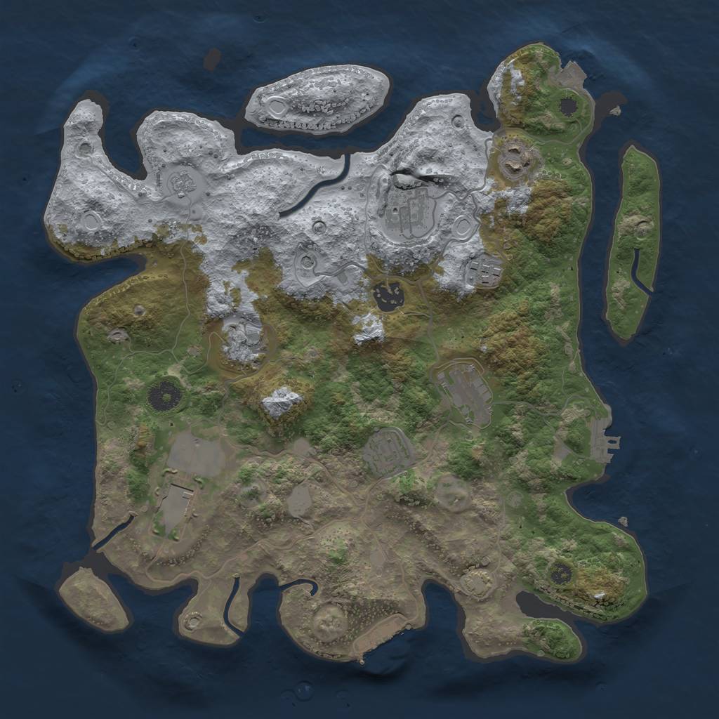 Rust Map: Procedural Map, Size: 3500, Seed: 1191920253, 16 Monuments