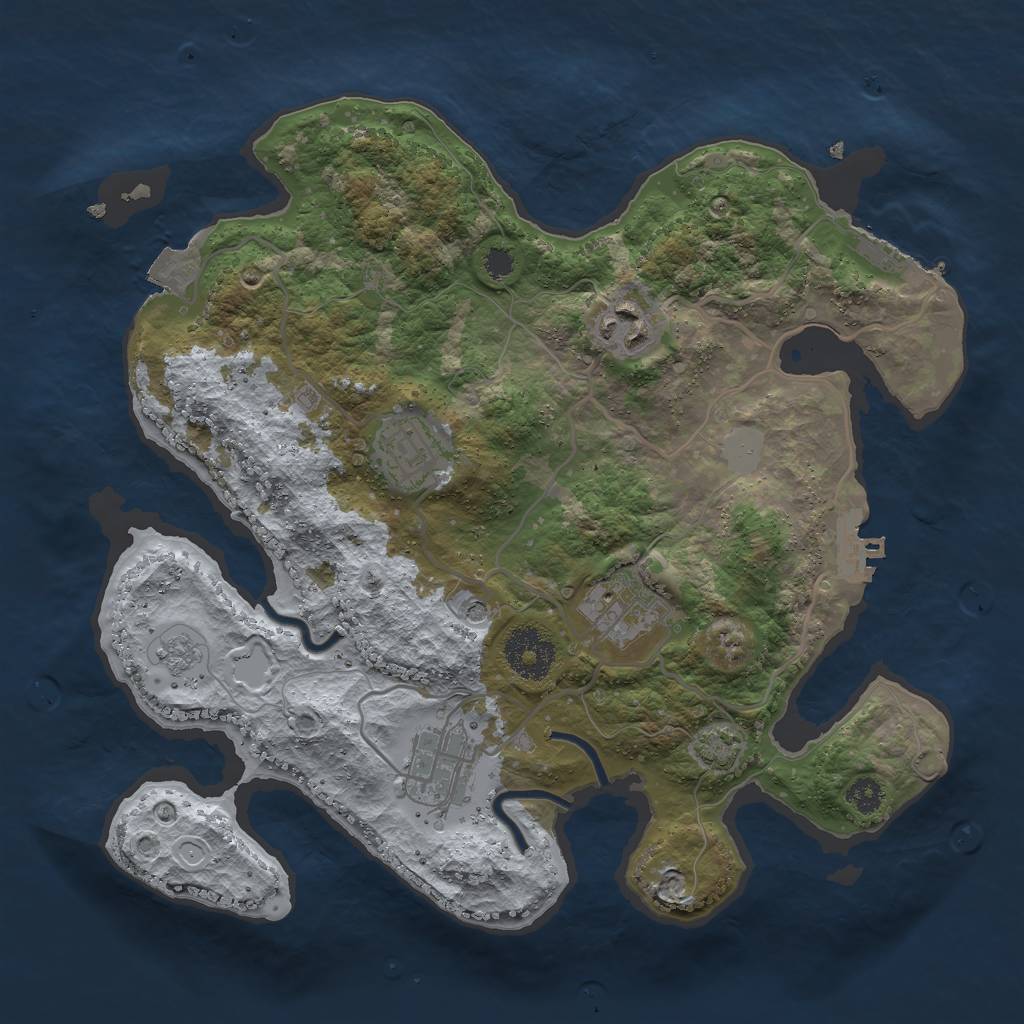 Rust Map: Procedural Map, Size: 3000, Seed: 343835905, 12 Monuments