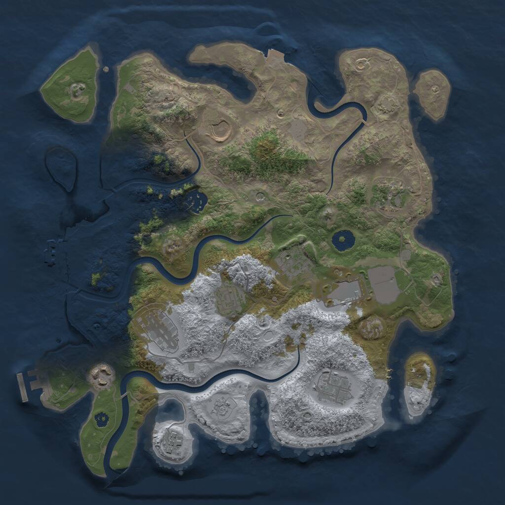 Rust Map: Procedural Map, Size: 3500, Seed: 76640412, 16 Monuments