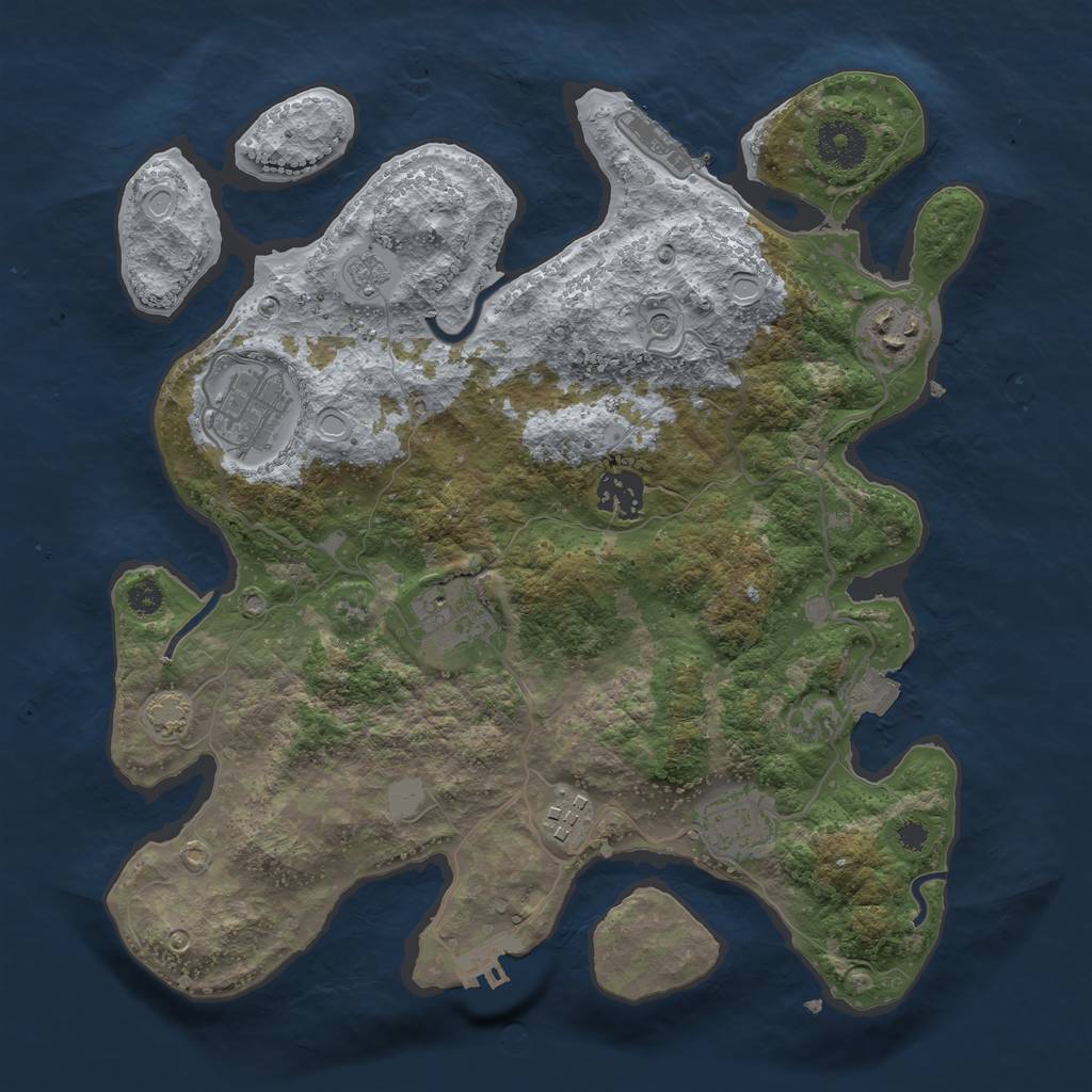 Rust Map: Procedural Map, Size: 3300, Seed: 1609416340, 14 Monuments