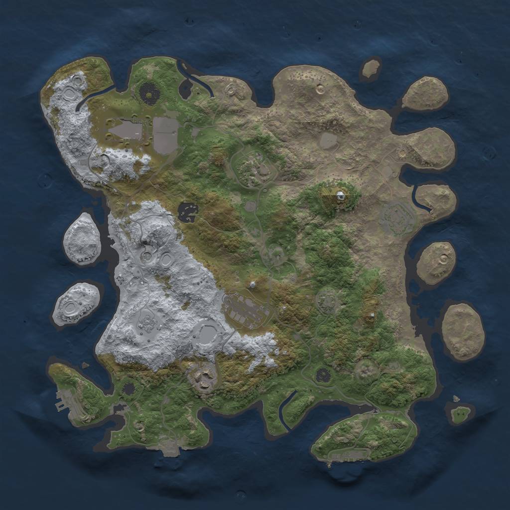 Rust Map: Procedural Map, Size: 3600, Seed: 20403, 14 Monuments