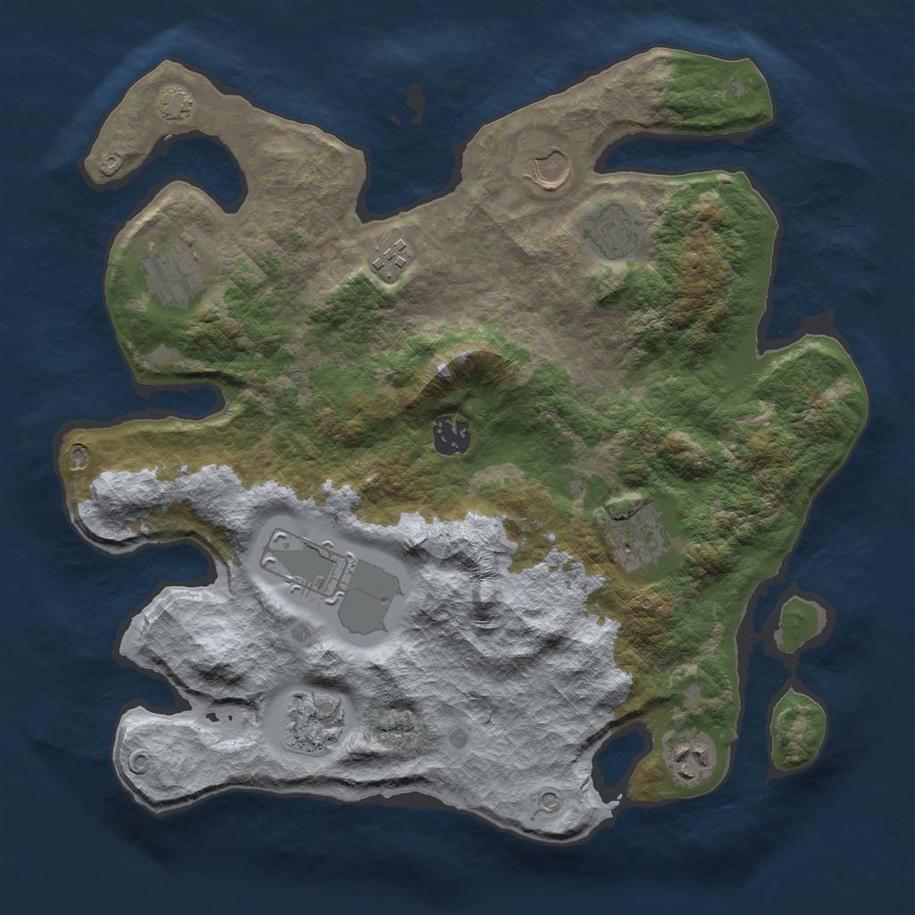 Rust Map: Barren, Size: 3500, Seed: 589629377, 13 Monuments