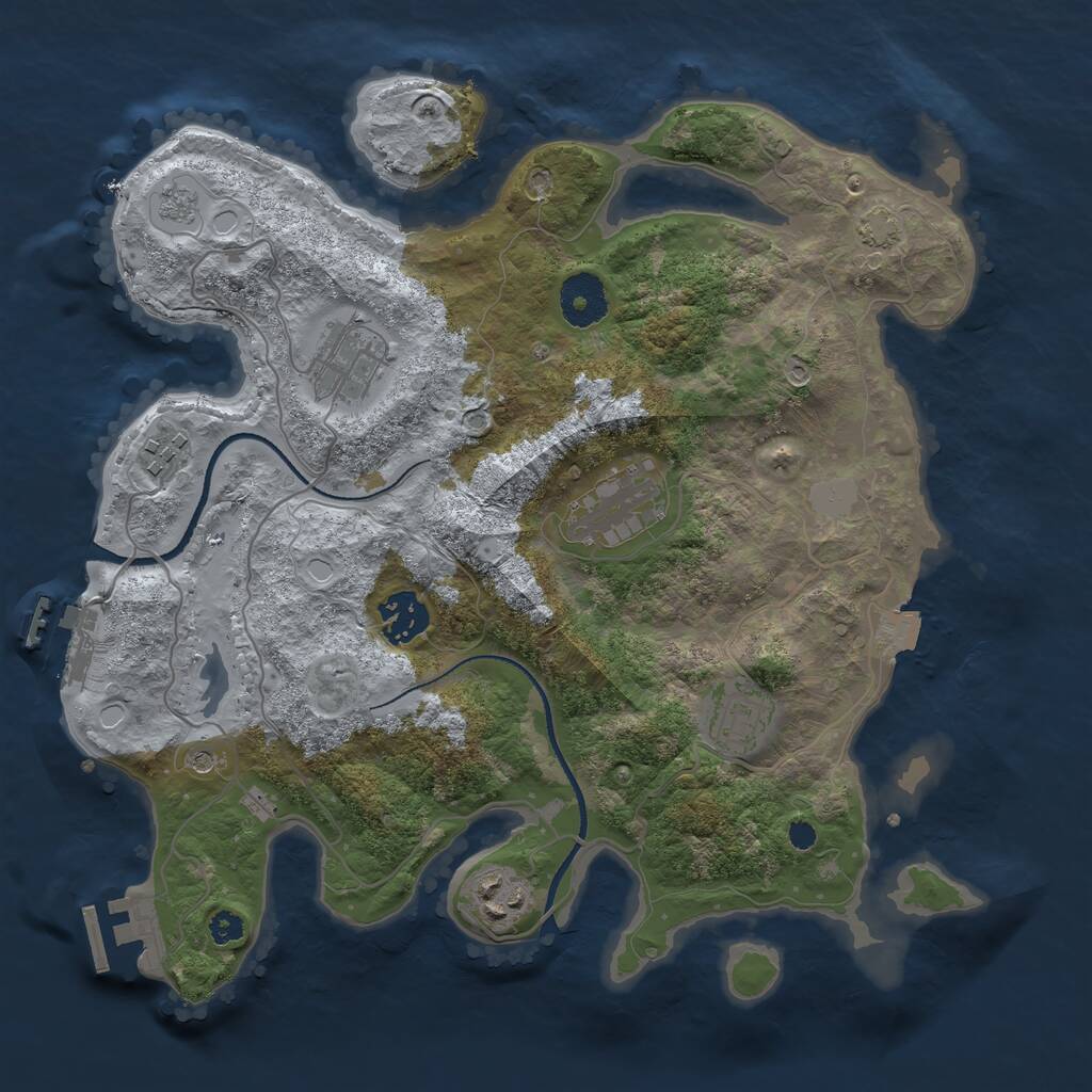 Rust Map: Procedural Map, Size: 3250, Seed: 1552260593, 12 Monuments