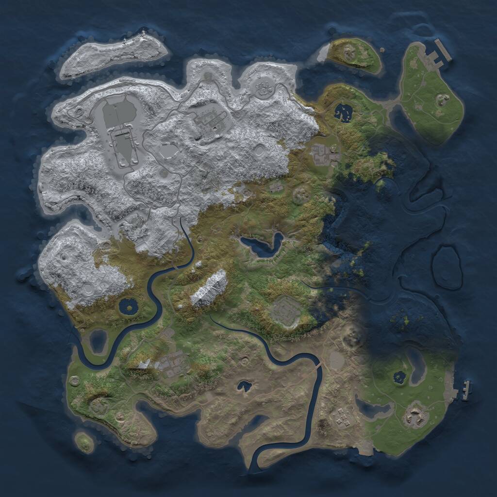 Rust Map: Procedural Map, Size: 4000, Seed: 354129687, 15 Monuments