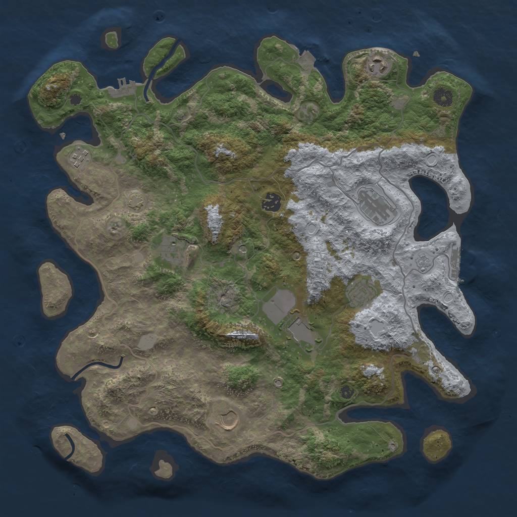 Rust Map: Procedural Map, Size: 4000, Seed: 1345450259, 16 Monuments