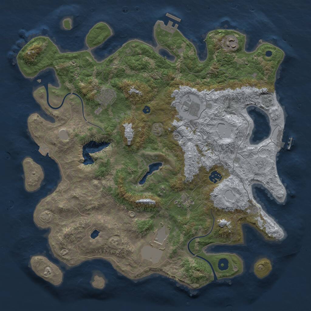 Rust Map: Procedural Map, Size: 4000, Seed: 1345450259, 13 Monuments