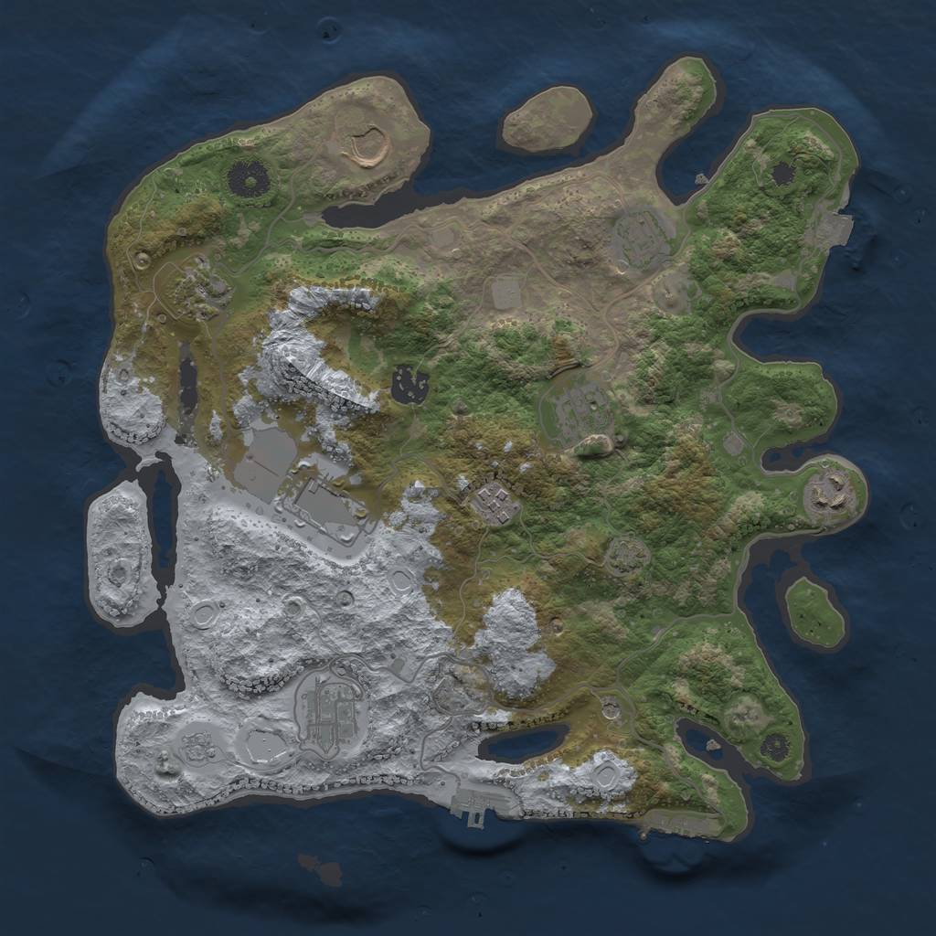 Rust Map: Procedural Map, Size: 3500, Seed: 138616646, 17 Monuments