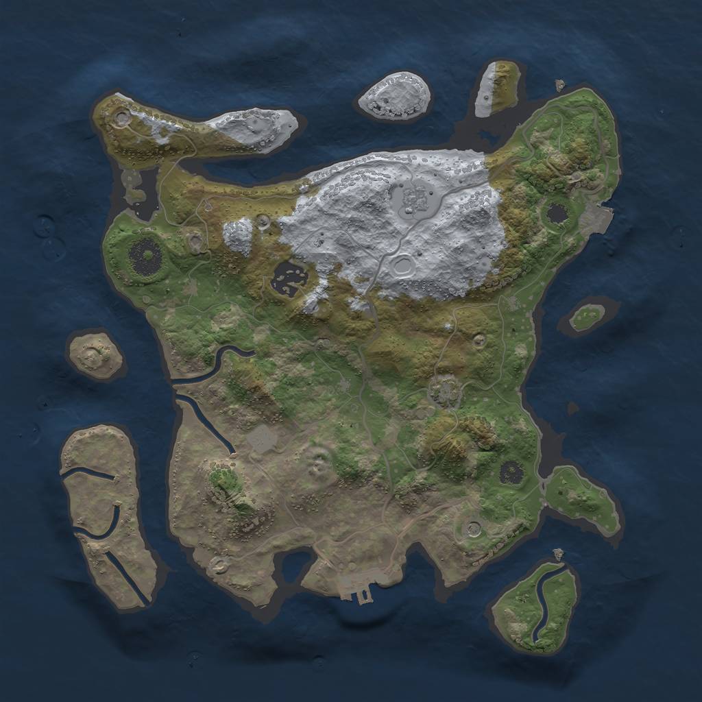 Rust Map: Procedural Map, Size: 3000, Seed: 96498774, 8 Monuments