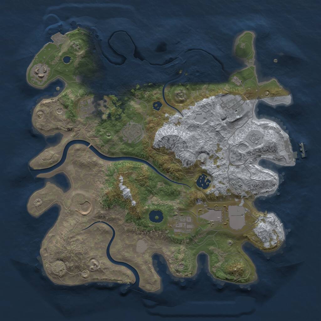 Rust Map: Procedural Map, Size: 3500, Seed: 19735, 14 Monuments