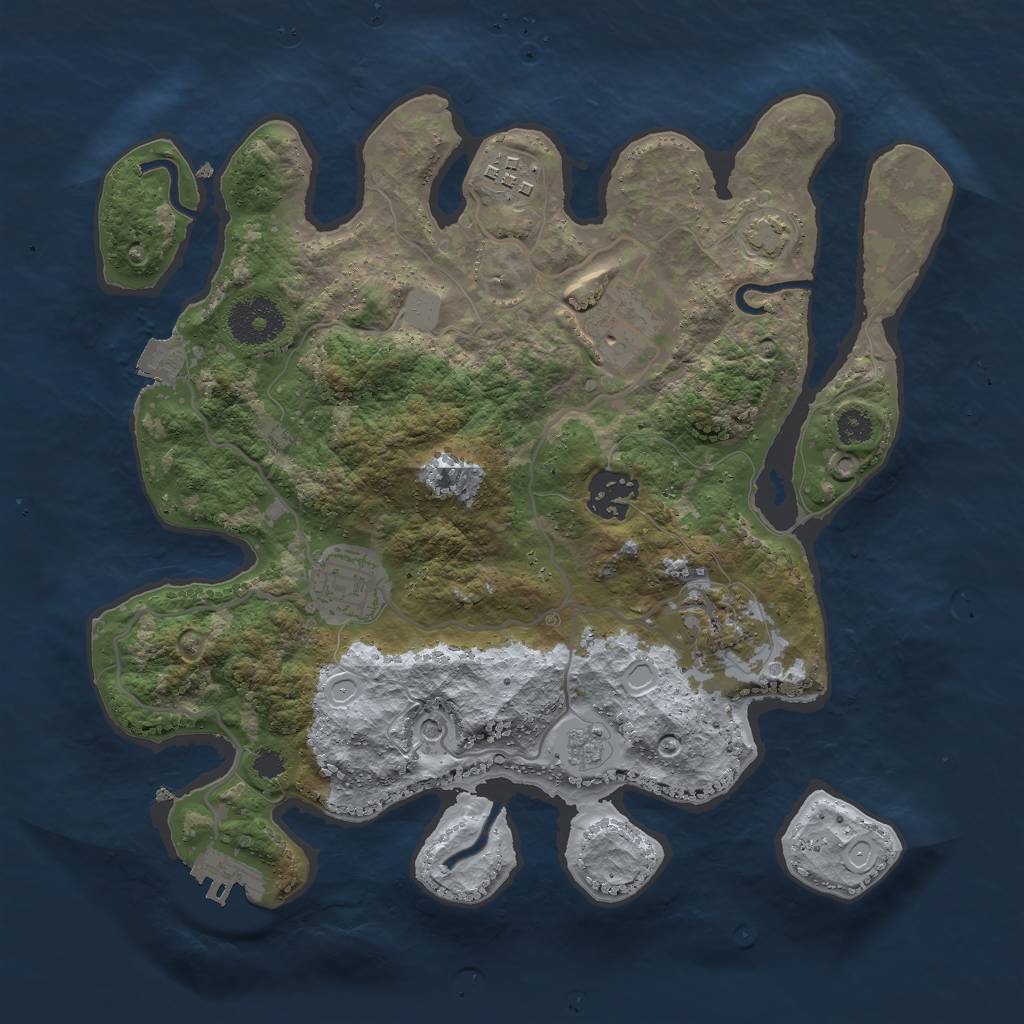 Rust Map: Procedural Map, Size: 3000, Seed: 31448, 12 Monuments