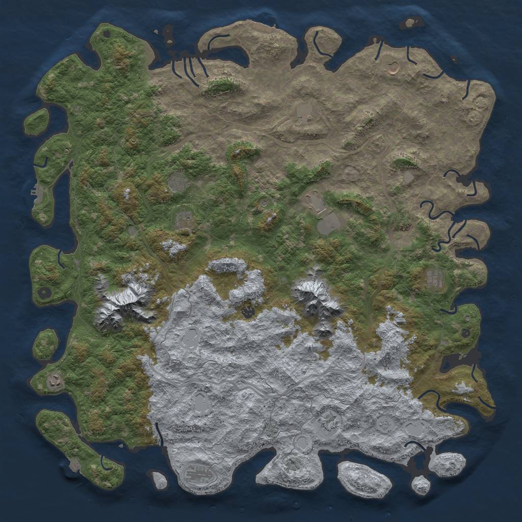 Rust Map: Procedural Map, Size: 6000, Seed: 864042106, 19 Monuments
