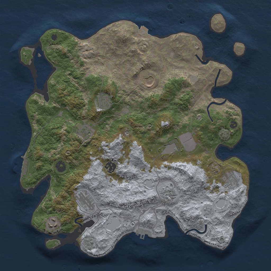 Rust Map: Procedural Map, Size: 3750, Seed: 411106802, 18 Monuments