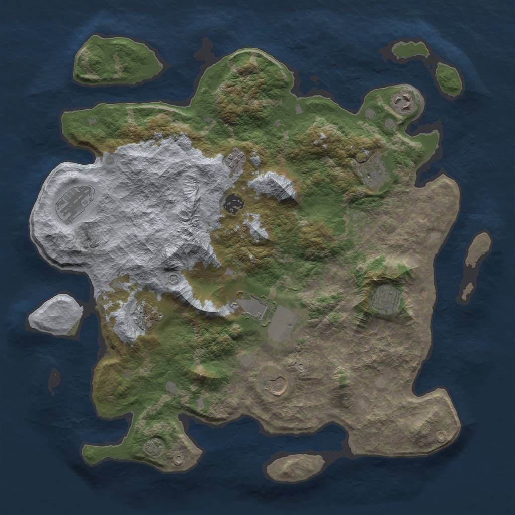 Rust Map: Barren, Size: 4000, Seed: 240307478, 13 Monuments