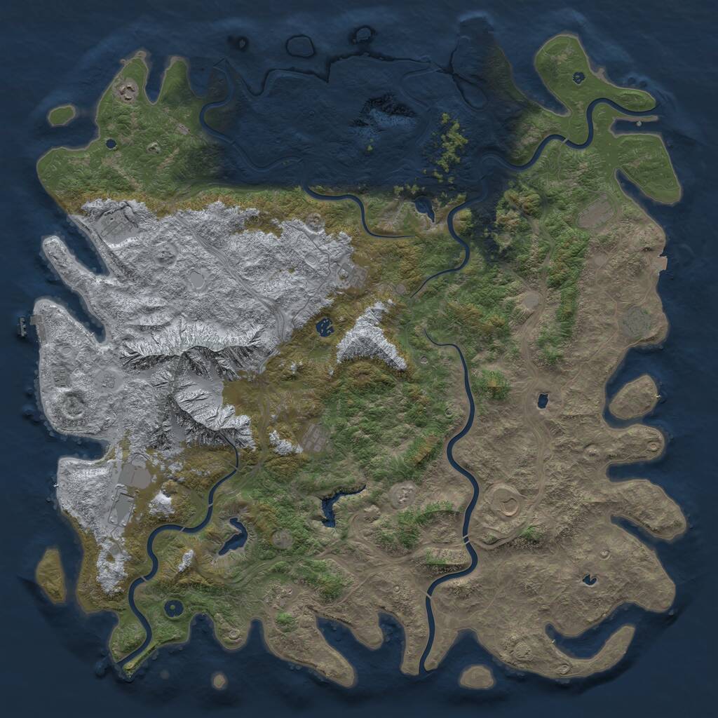 Rust Map: Procedural Map, Size: 6000, Seed: 1830054250, 17 Monuments