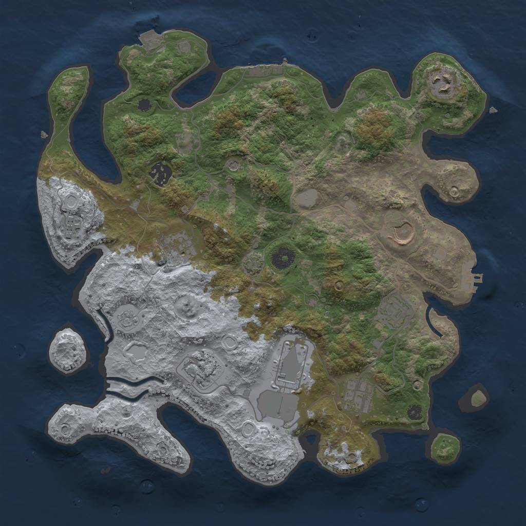 Rust Map: Procedural Map, Size: 3500, Seed: 741279952, 17 Monuments