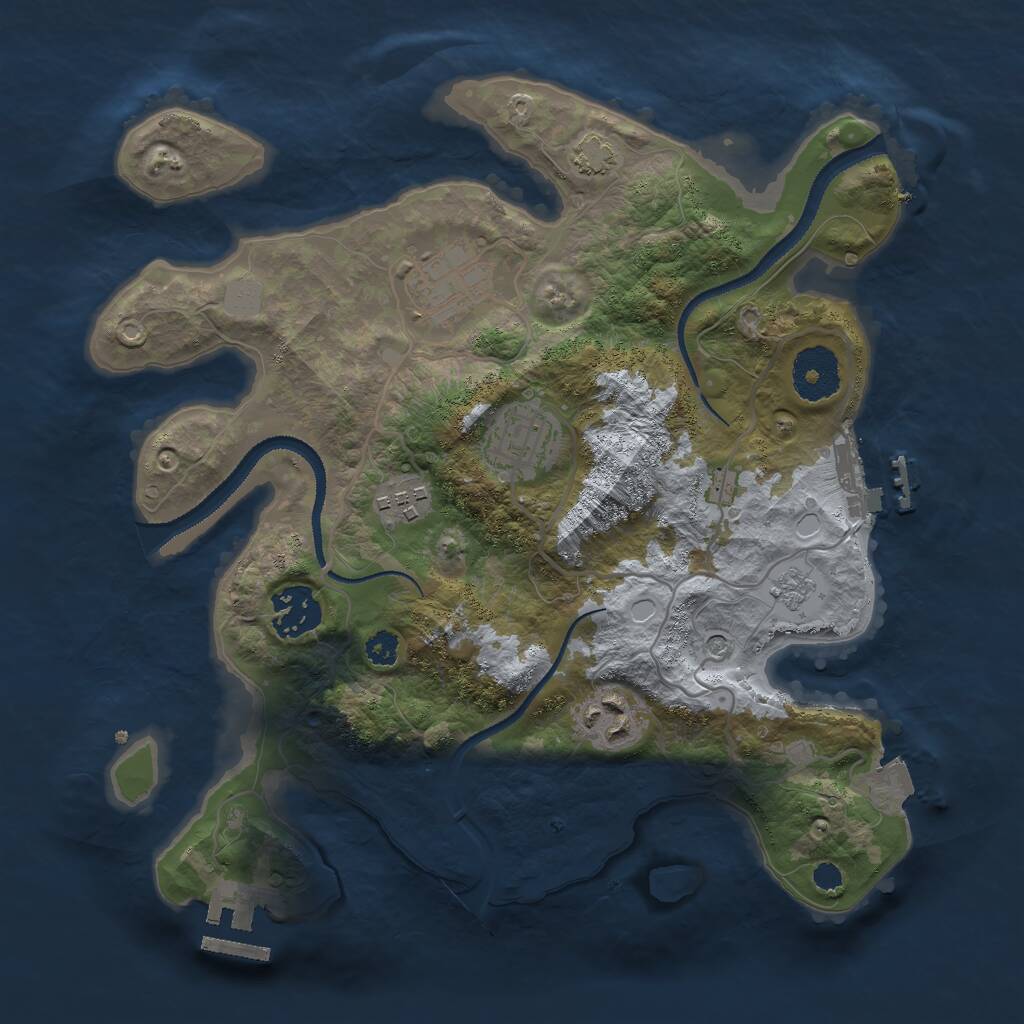 Rust Map: Procedural Map, Size: 3000, Seed: 2146272514, 11 Monuments