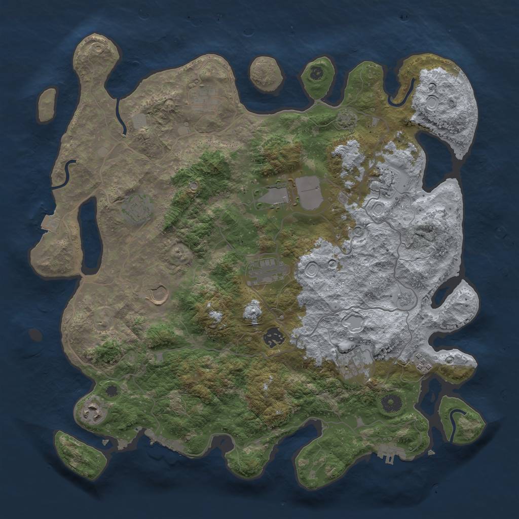 Rust Map: Procedural Map, Size: 4000, Seed: 25241, 18 Monuments