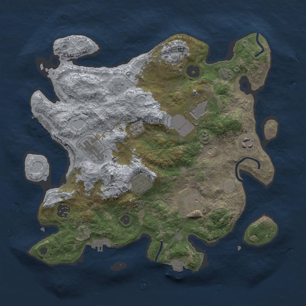 Rust Map: Procedural Map, Size: 3500, Seed: 626839468, 16 Monuments