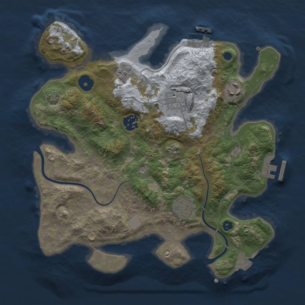Rust Map: Procedural Map, Size: 3000, Seed: 20190, 10 Monuments