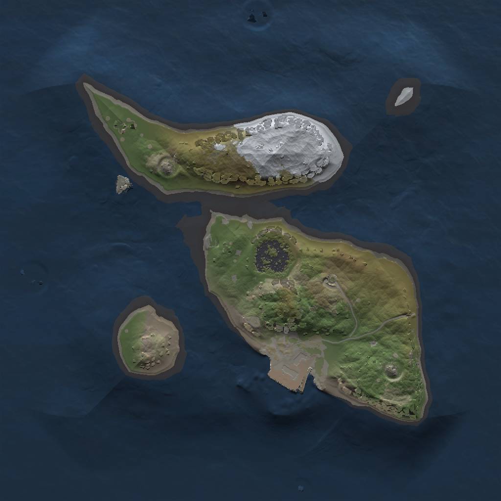 Rust Map: Procedural Map, Size: 1500, Seed: 987654, 3 Monuments