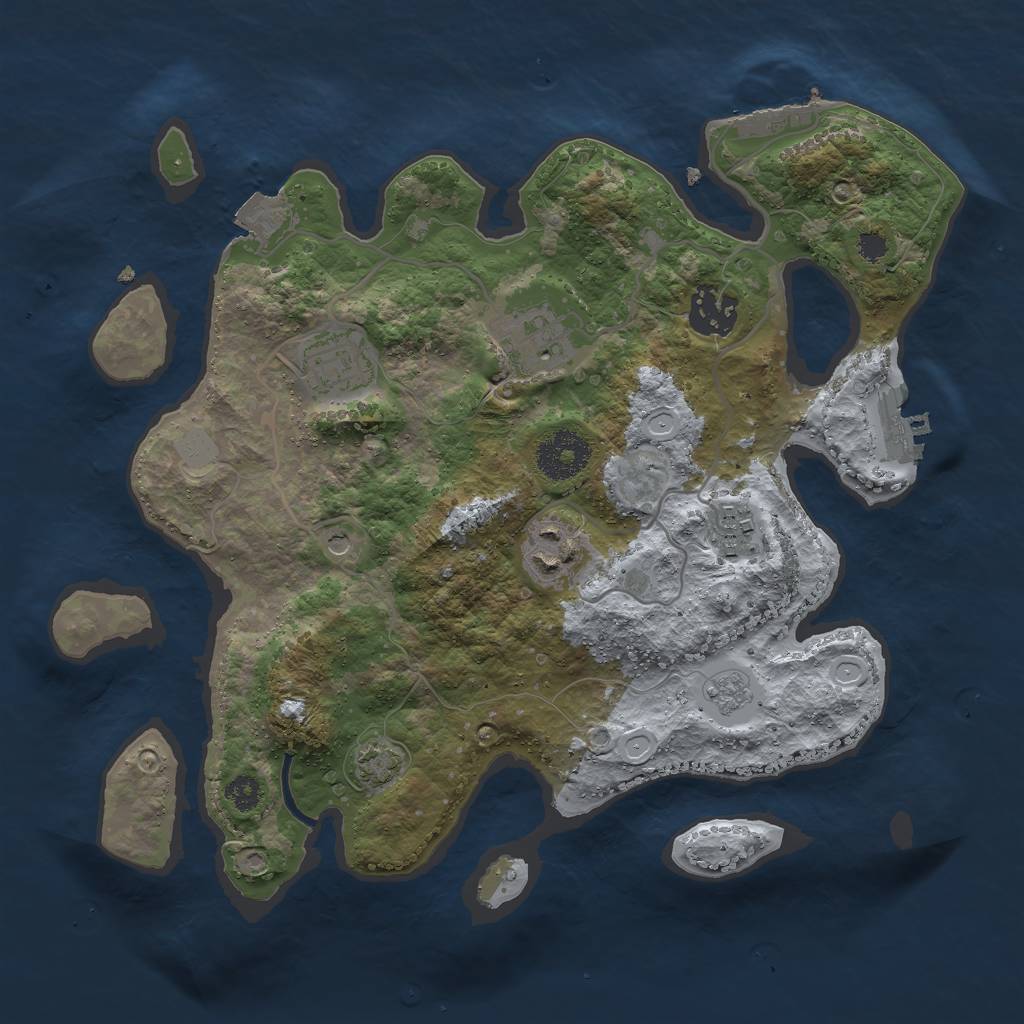 Rust Map: Procedural Map, Size: 3000, Seed: 2413905, 13 Monuments