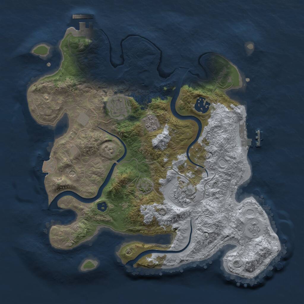 Rust Map: Procedural Map, Size: 3000, Seed: 14559, 10 Monuments