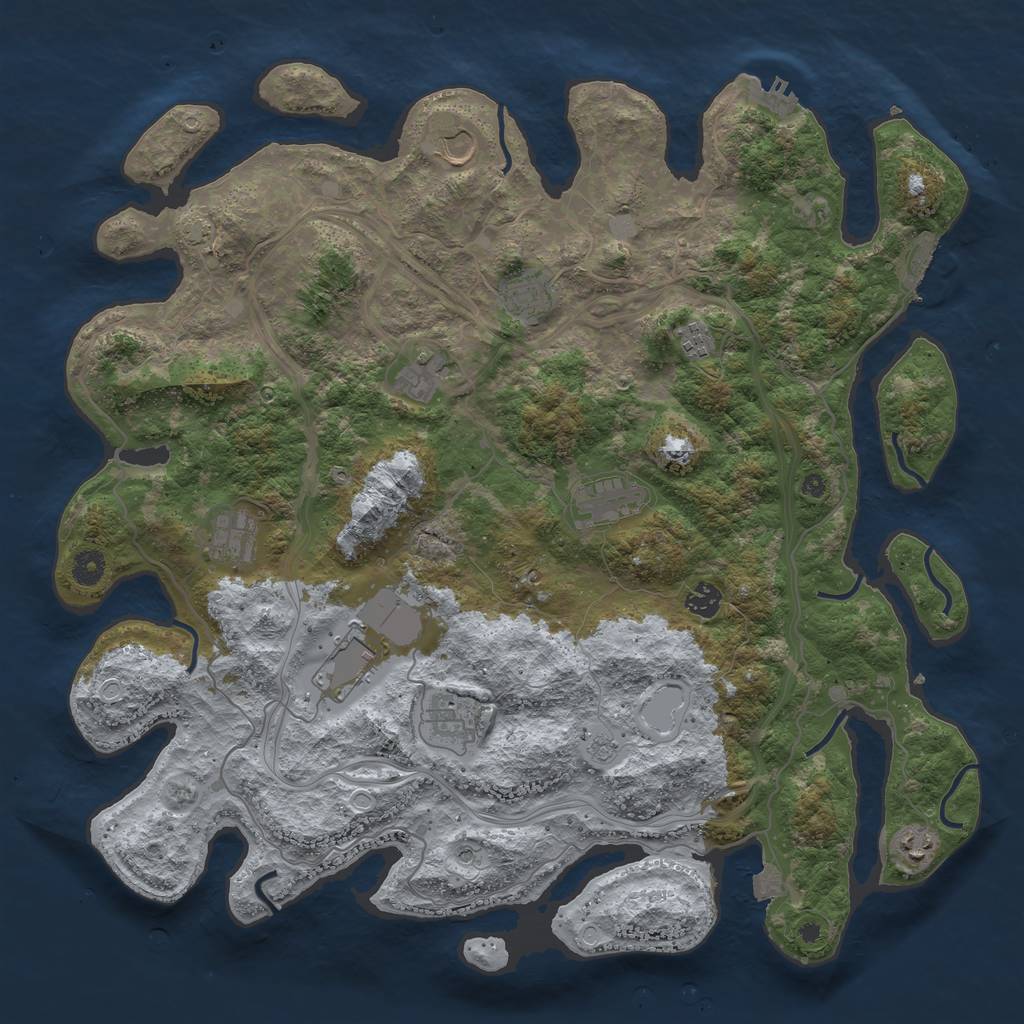 Rust Map: Procedural Map, Size: 4400, Seed: 2061952149, 18 Monuments
