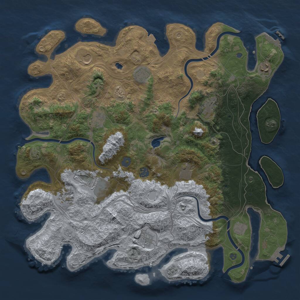 Rust Map: Procedural Map, Size: 4400, Seed: 2061952149, 19 Monuments