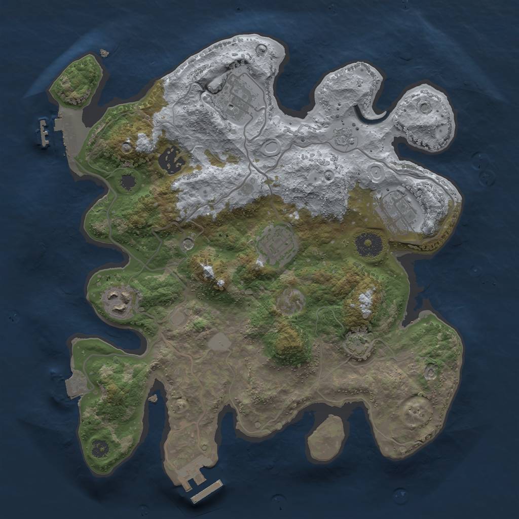 Rust Map: Procedural Map, Size: 3000, Seed: 1916025652, 13 Monuments