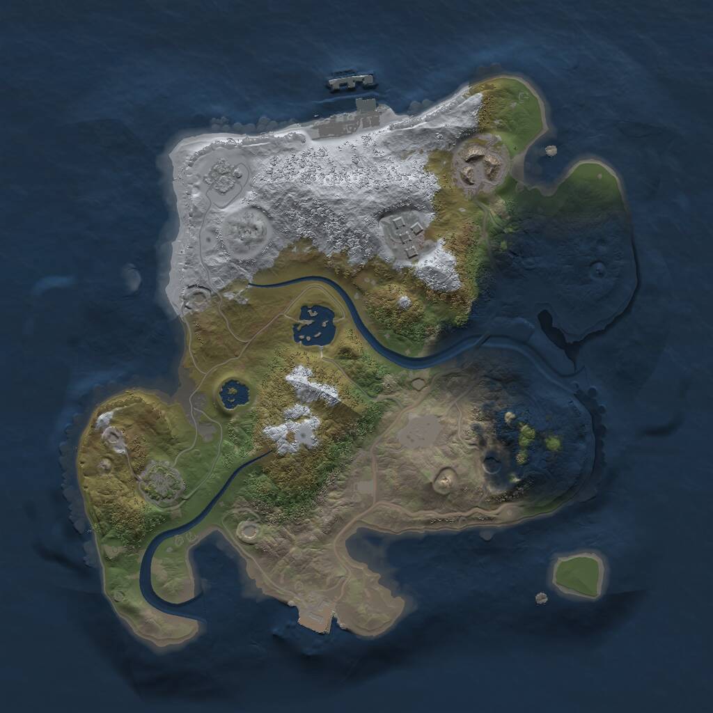 Rust Map: Procedural Map, Size: 2500, Seed: 2073847395, 8 Monuments