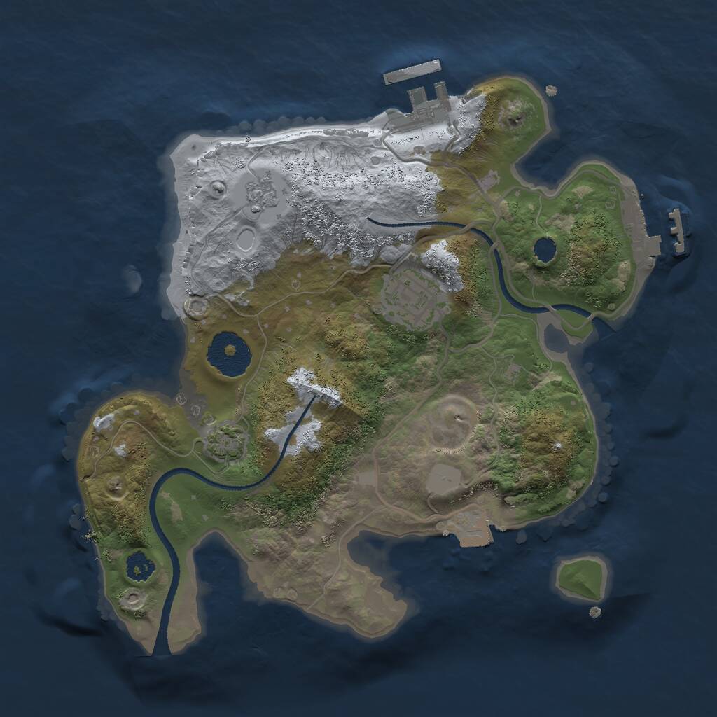 Rust Map: Procedural Map, Size: 2500, Seed: 2073847395, 6 Monuments