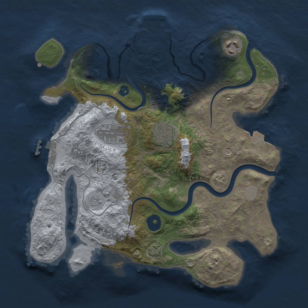 Rust Map: Procedural Map, Size: 3000, Seed: 851614780, 10 Monuments