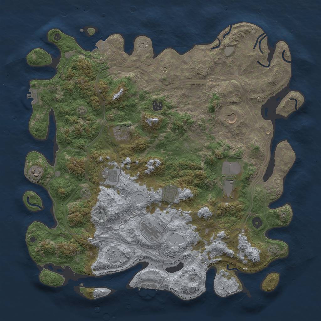 Rust Map: Procedural Map, Size: 4500, Seed: 487608807, 17 Monuments