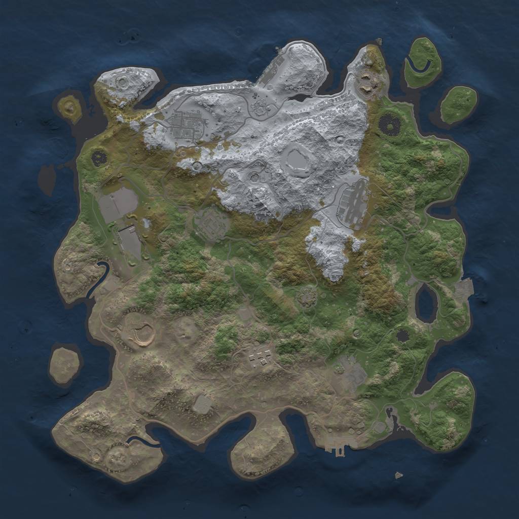 Rust Map: Procedural Map, Size: 3500, Seed: 792319706, 16 Monuments