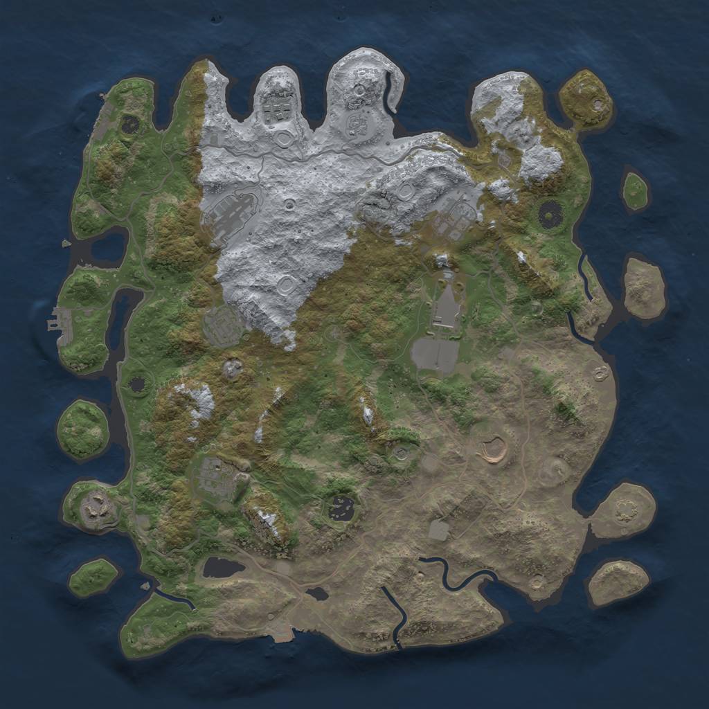Rust Map: Procedural Map, Size: 4000, Seed: 934864408, 17 Monuments