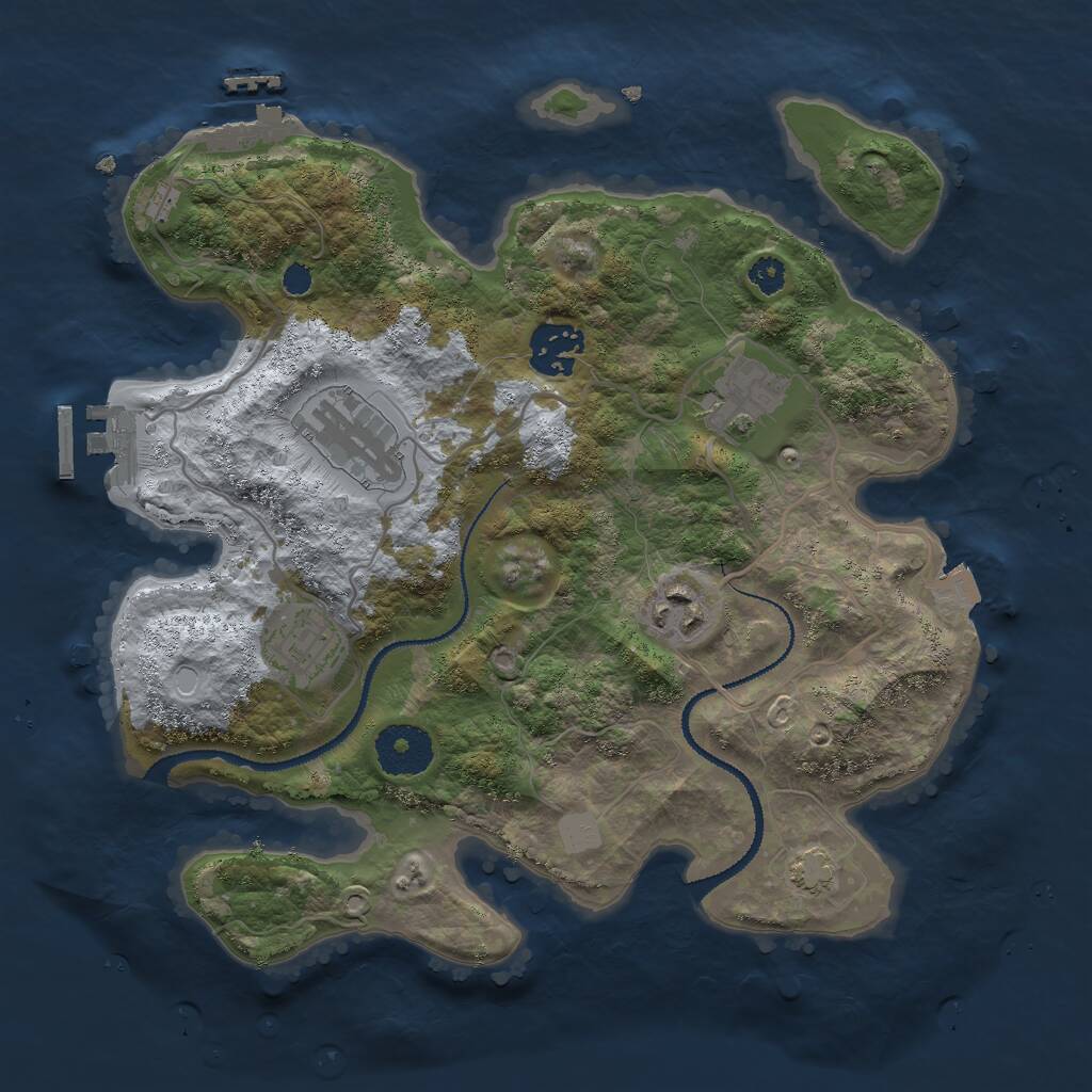 Rust Map: Procedural Map, Size: 3000, Seed: 812, 9 Monuments