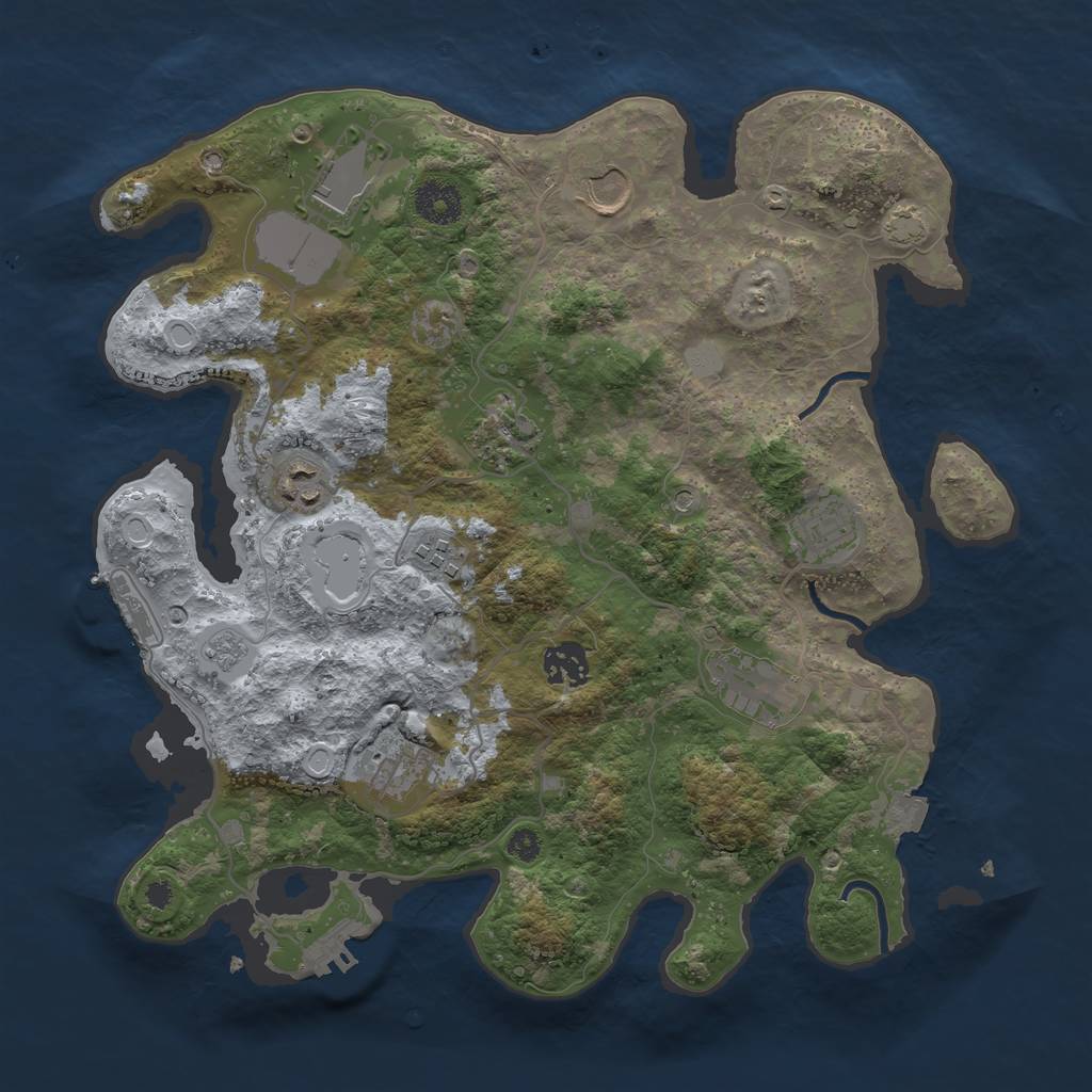 Rust Map: Procedural Map, Size: 3500, Seed: 634656104, 17 Monuments