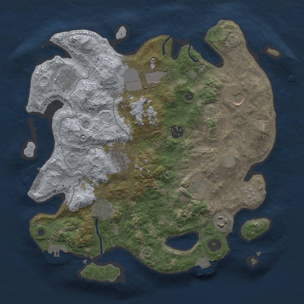 Rust Map: Procedural Map, Size: 3500, Seed: 1487165224, 17 Monuments