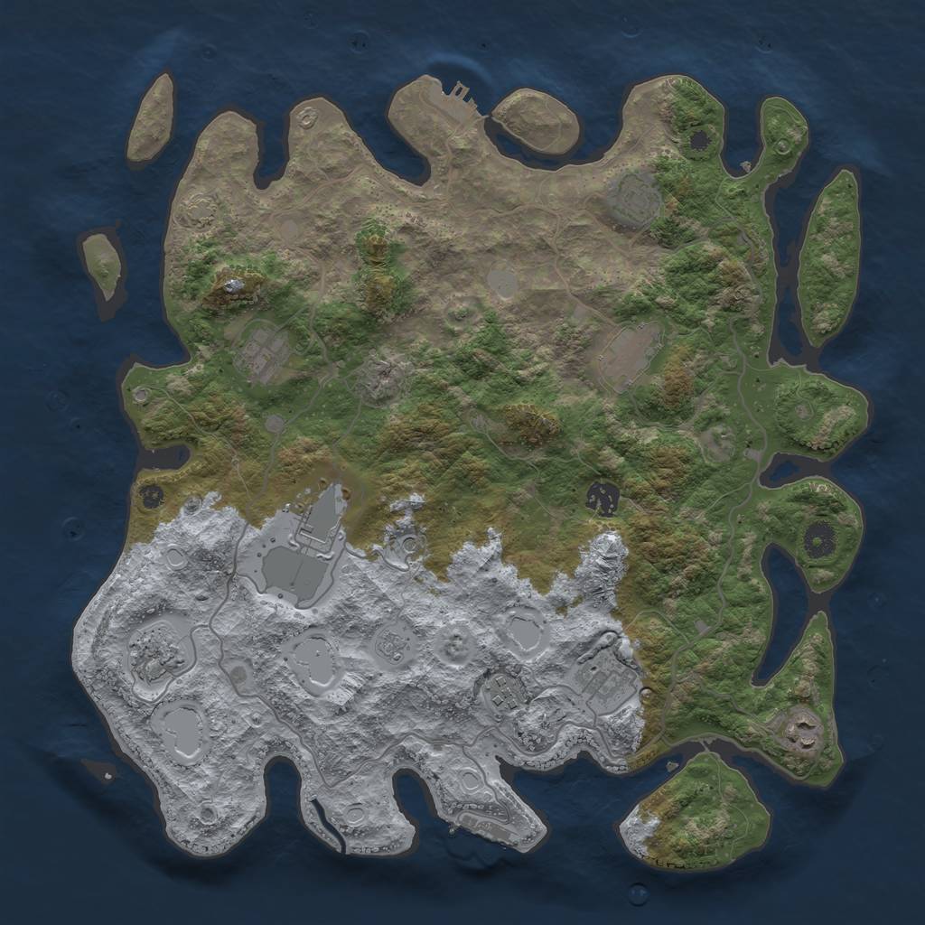 Rust Map: Procedural Map, Size: 4000, Seed: 73003132, 17 Monuments