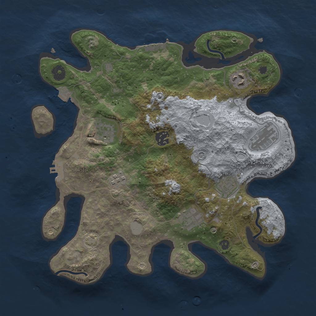 Rust Map: Procedural Map, Size: 3250, Seed: 1945923959, 14 Monuments