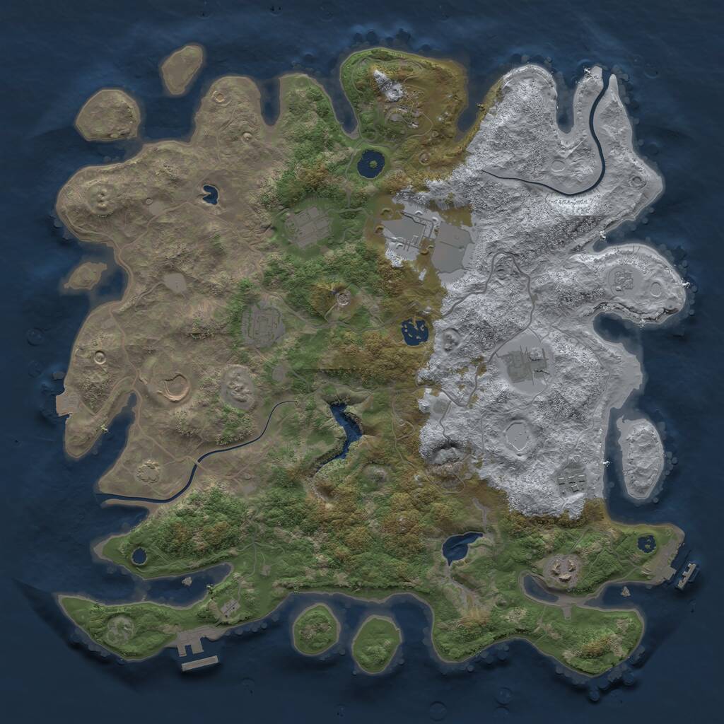 Rust Map: Procedural Map, Size: 4000, Seed: 721655892, 15 Monuments