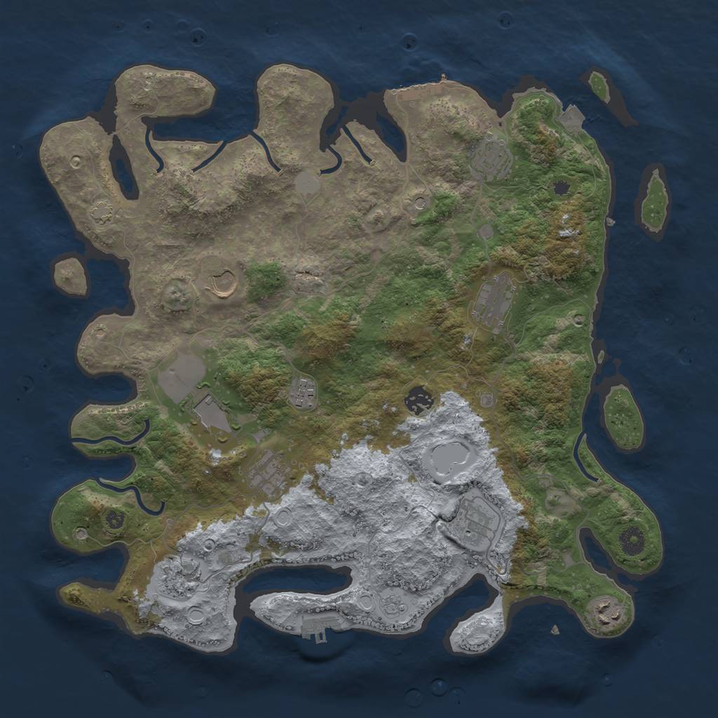 Rust Map: Procedural Map, Size: 3950, Seed: 1648171288, 18 Monuments